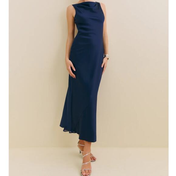 Reformation Corey Satin Dress Danube - Picture 11 of 11